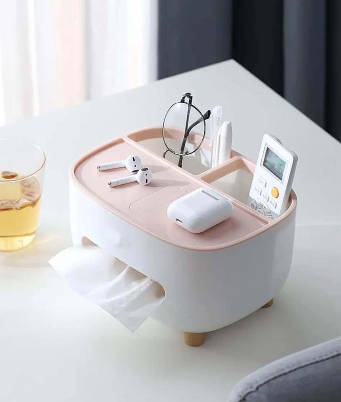 Ecoco Tissue Box With Storage Compartments Multi Functional Storage Box