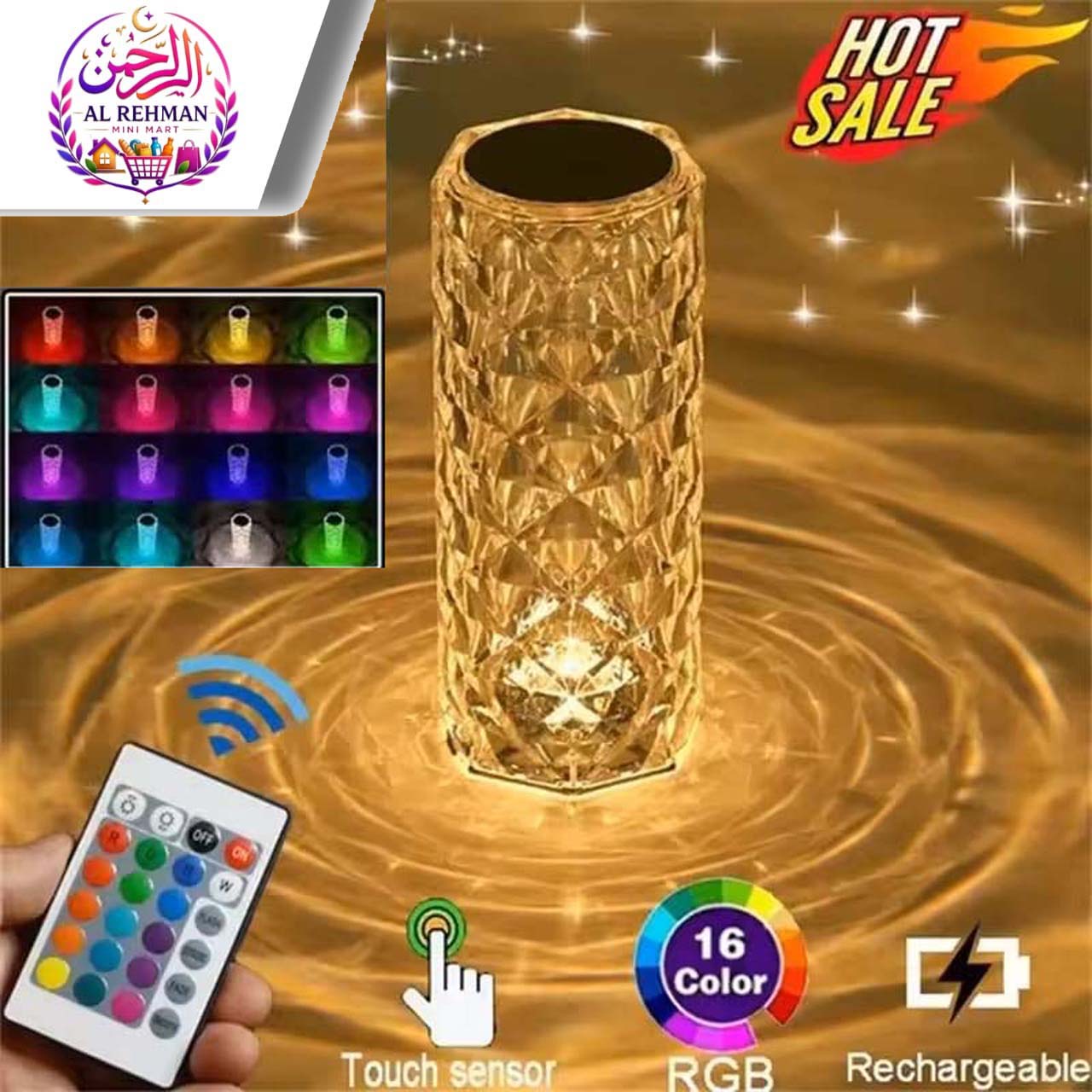 Crystal Diamond Table Lamp with Remote