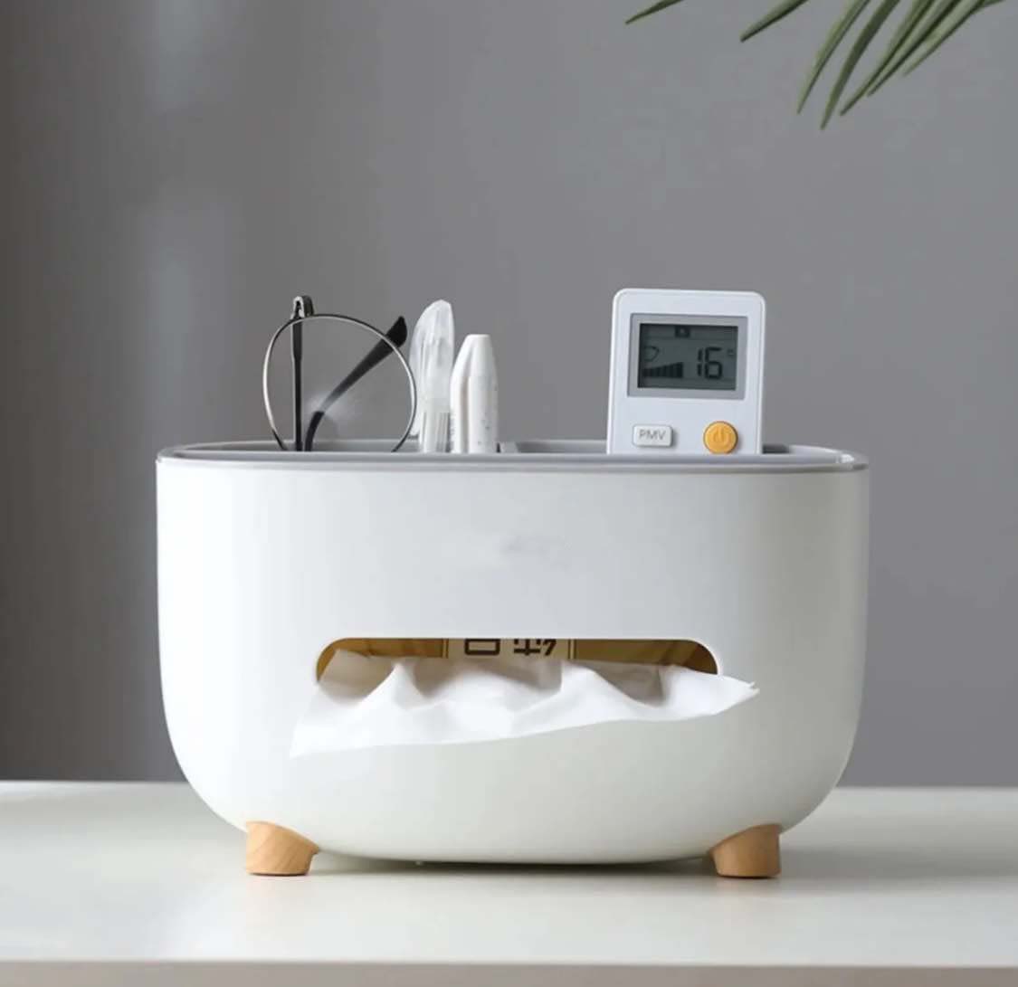 Ecoco Tissue Box With Storage Compartments Multi Functional Storage Box