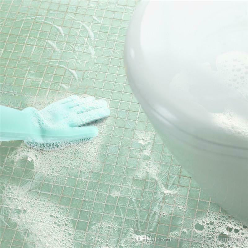 Silicone Dishwashing Gloves with Scrubber
