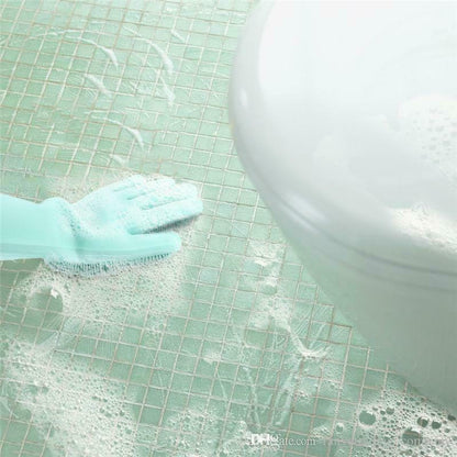 Silicone Dishwashing Gloves with Scrubber
