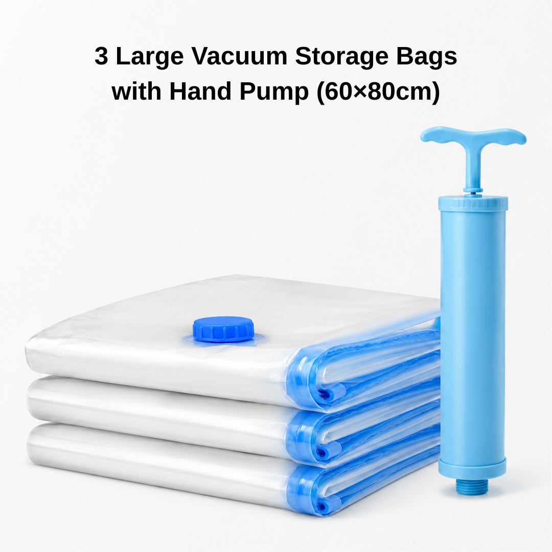 Vacuum Storage Bags with Pump - Save 80% Space | 5-Pack Compression Bags
