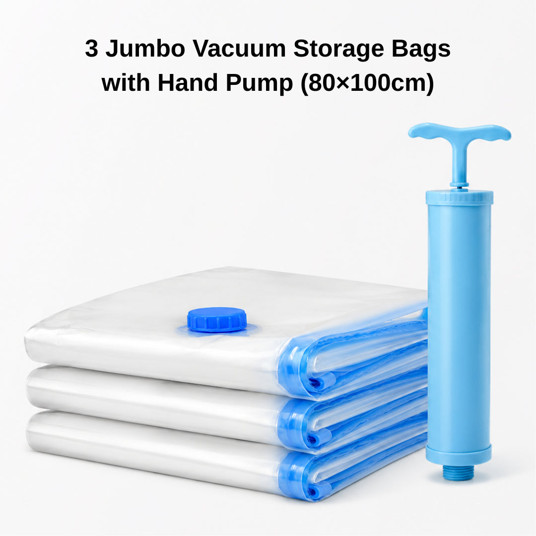 Vacuum Storage Bags with Pump - Save 80% Space | 5-Pack Compression Bags