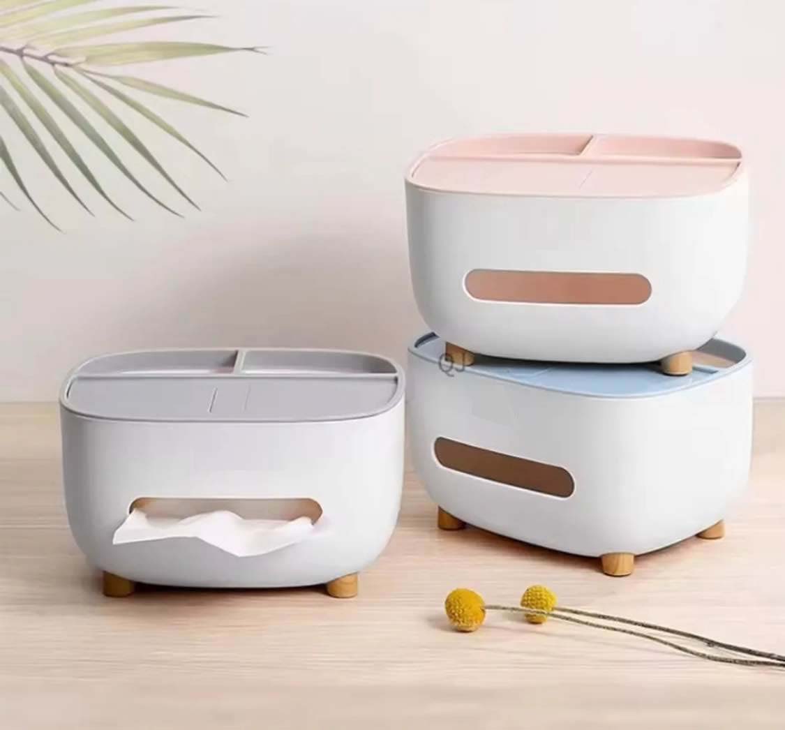 Ecoco Tissue Box With Storage Compartments Multi Functional Storage Box