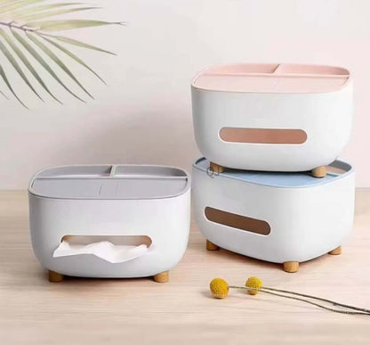 Ecoco Tissue Box With Storage Compartments Multi Functional Storage Box