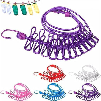 Elastic Clothesline Rope with Clips