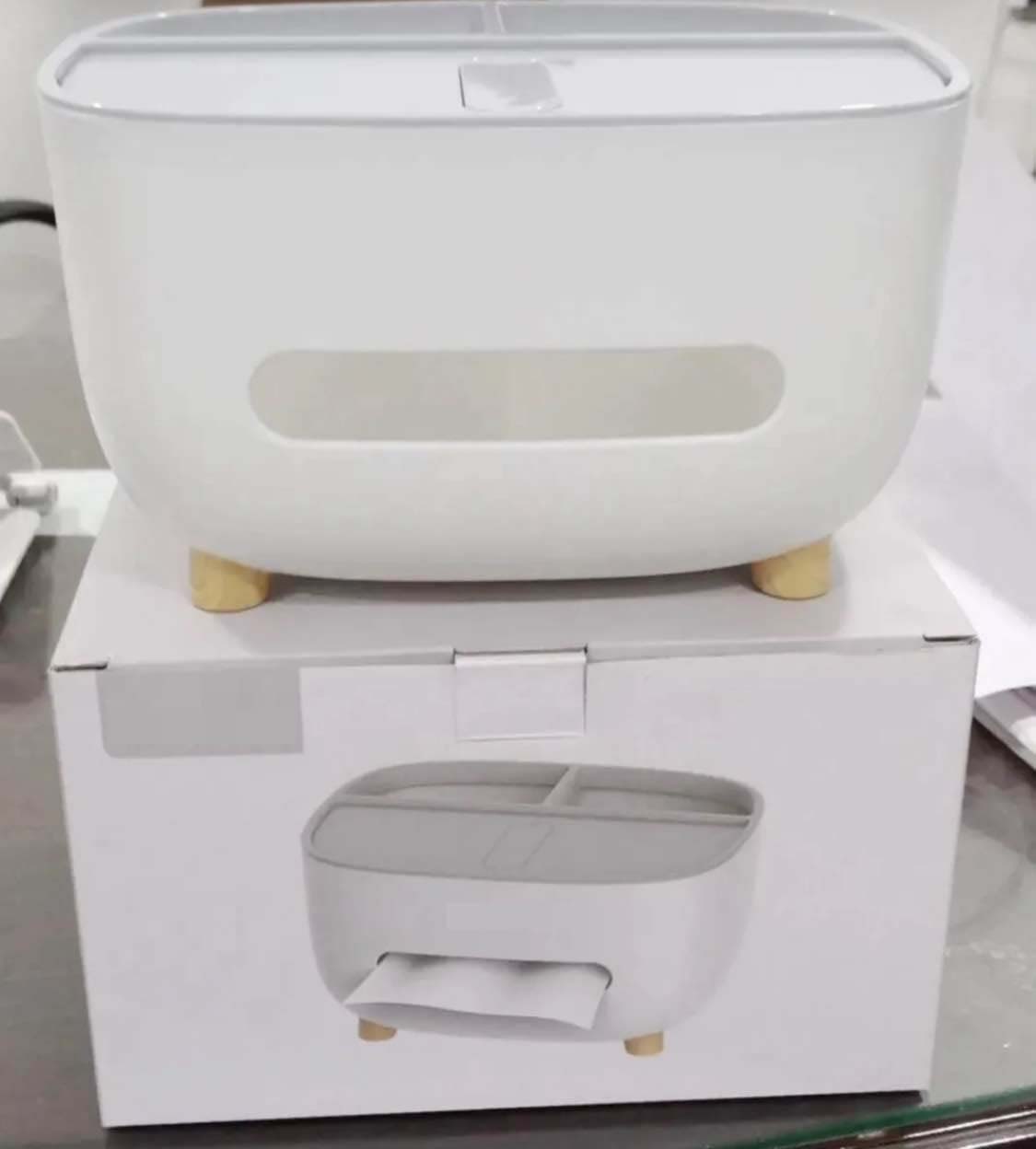 Ecoco Tissue Box With Storage Compartments Multi Functional Storage Box