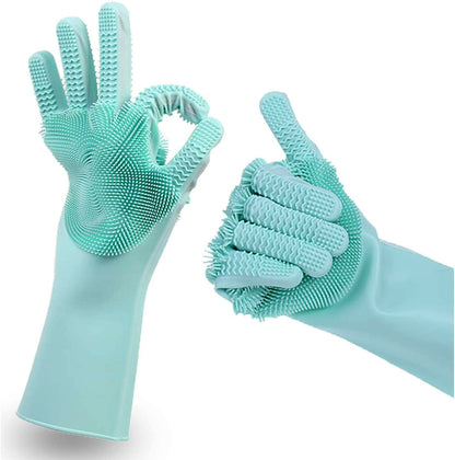 Silicone Dishwashing Gloves with Scrubber