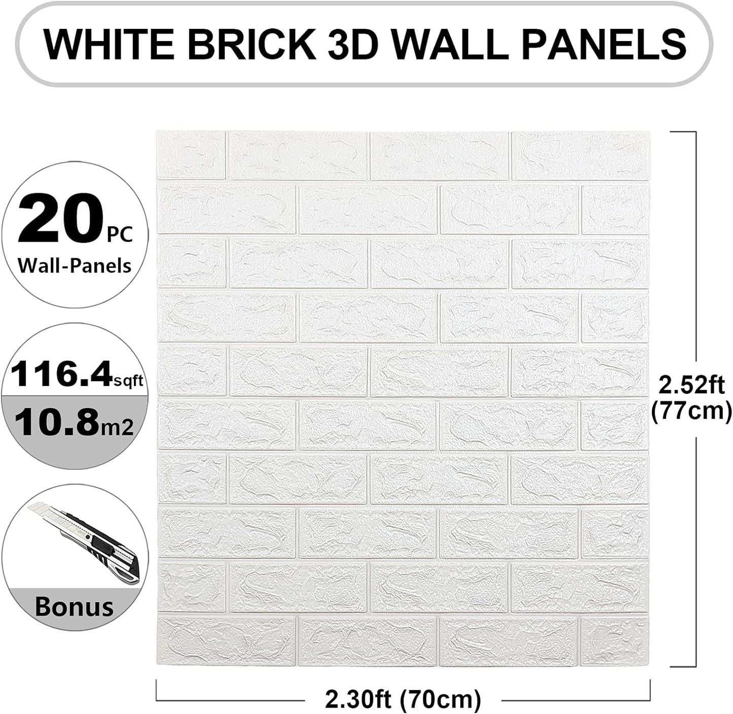 3D Brick Wall Sticker (Self-Adhesive) ( Pack of 3-5-10 )