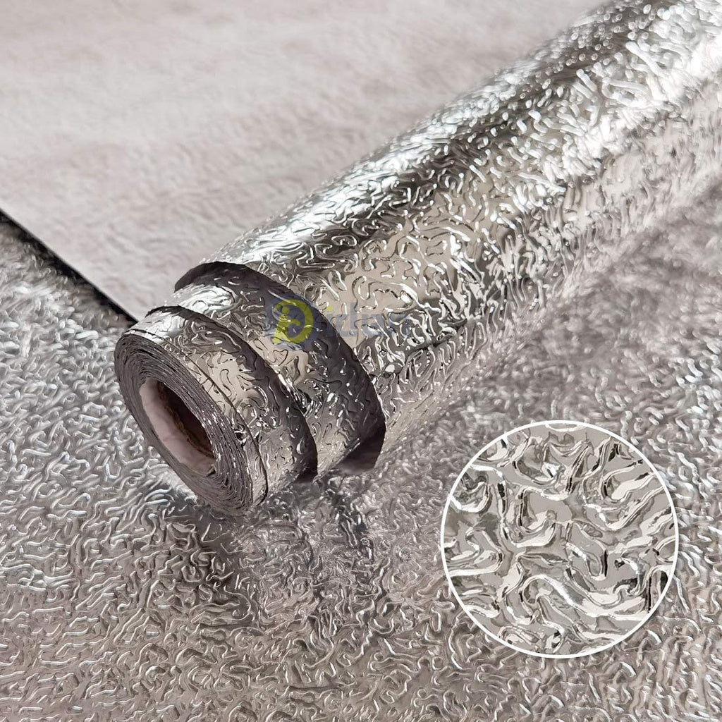 Self-adhesive Silver Foil Roll Waterproof High Temperature Oil-Proof sheet Non-Stick Stove Cabinet Hood Kitchen Wall sheet