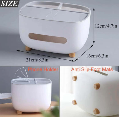 Ecoco Tissue Box With Storage Compartments Multi Functional Storage Box