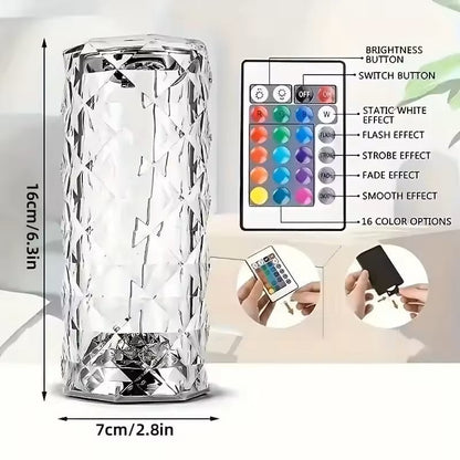 Crystal Diamond Table Lamp with Remote