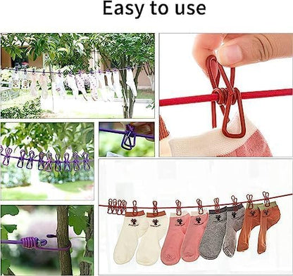 Elastic Clothesline Rope with Clips