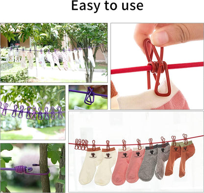Elastic Clothesline Rope with Clips