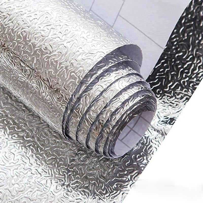 Self-adhesive Silver Foil Roll Waterproof High Temperature Oil-Proof sheet Non-Stick Stove Cabinet Hood Kitchen Wall sheet