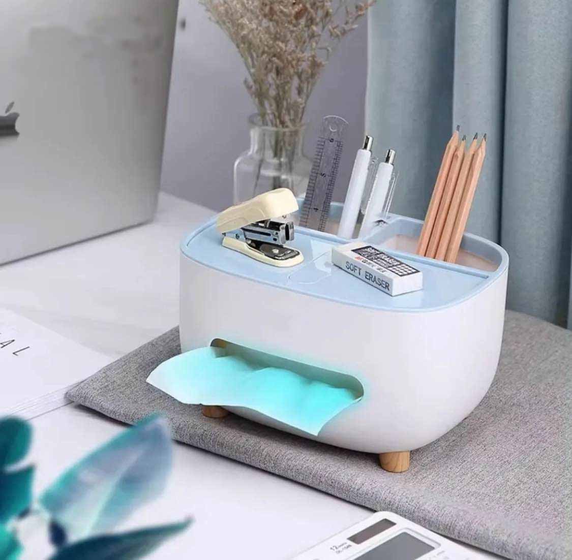 Ecoco Tissue Box With Storage Compartments Multi Functional Storage Box