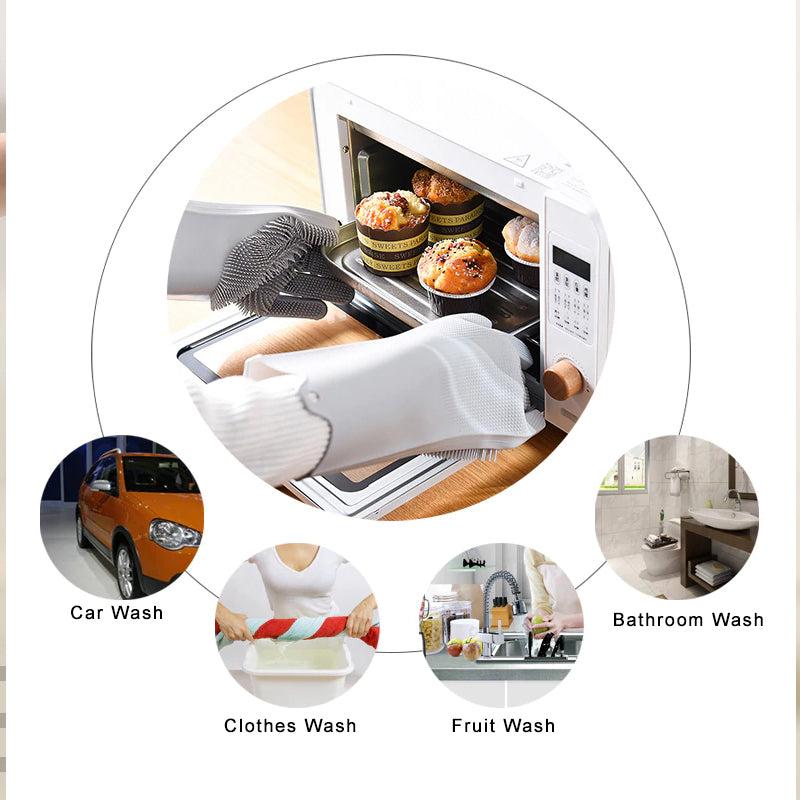 Silicone Dishwashing Gloves with Scrubber