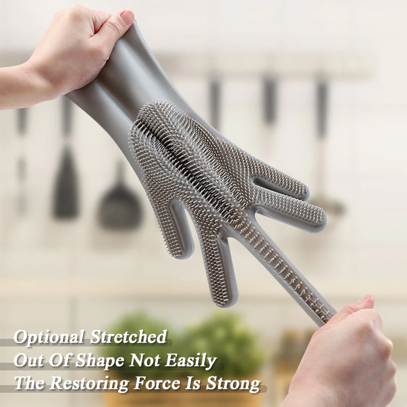 Silicone Dishwashing Gloves with Scrubber