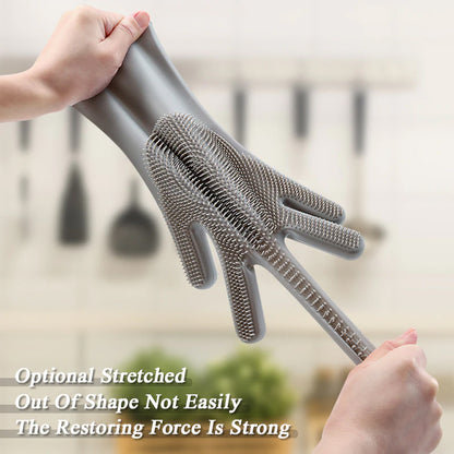 Silicone Dishwashing Gloves with Scrubber