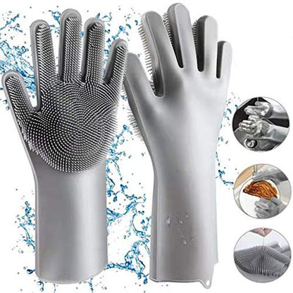 Silicone Dishwashing Gloves with Scrubber