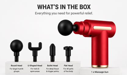 Rechargeable Deep Tissue Massage Gun – Body Muscle Pain Relief Massager with 4 Heads