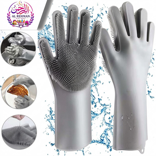 Silicone Dishwashing Gloves with Scrubber