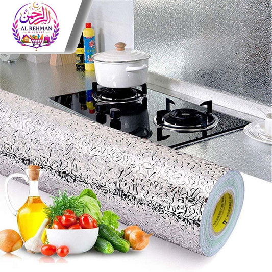 Self-adhesive Silver Foil Roll Waterproof High Temperature Oil-Proof sheet Non-Stick Stove Cabinet Hood Kitchen Wall sheet